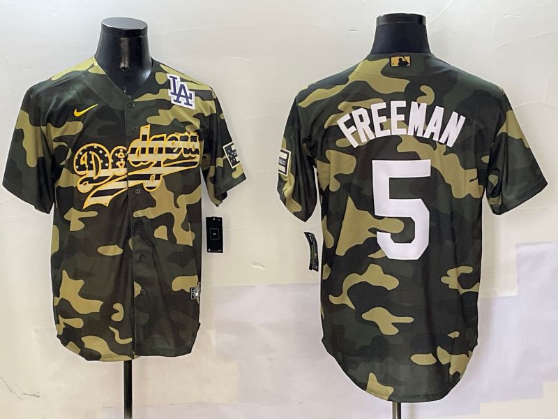 Men Los Angeles Dodgers 5 Freeman Camo Joint Name 2025 Nike MLB Jersey style 7
